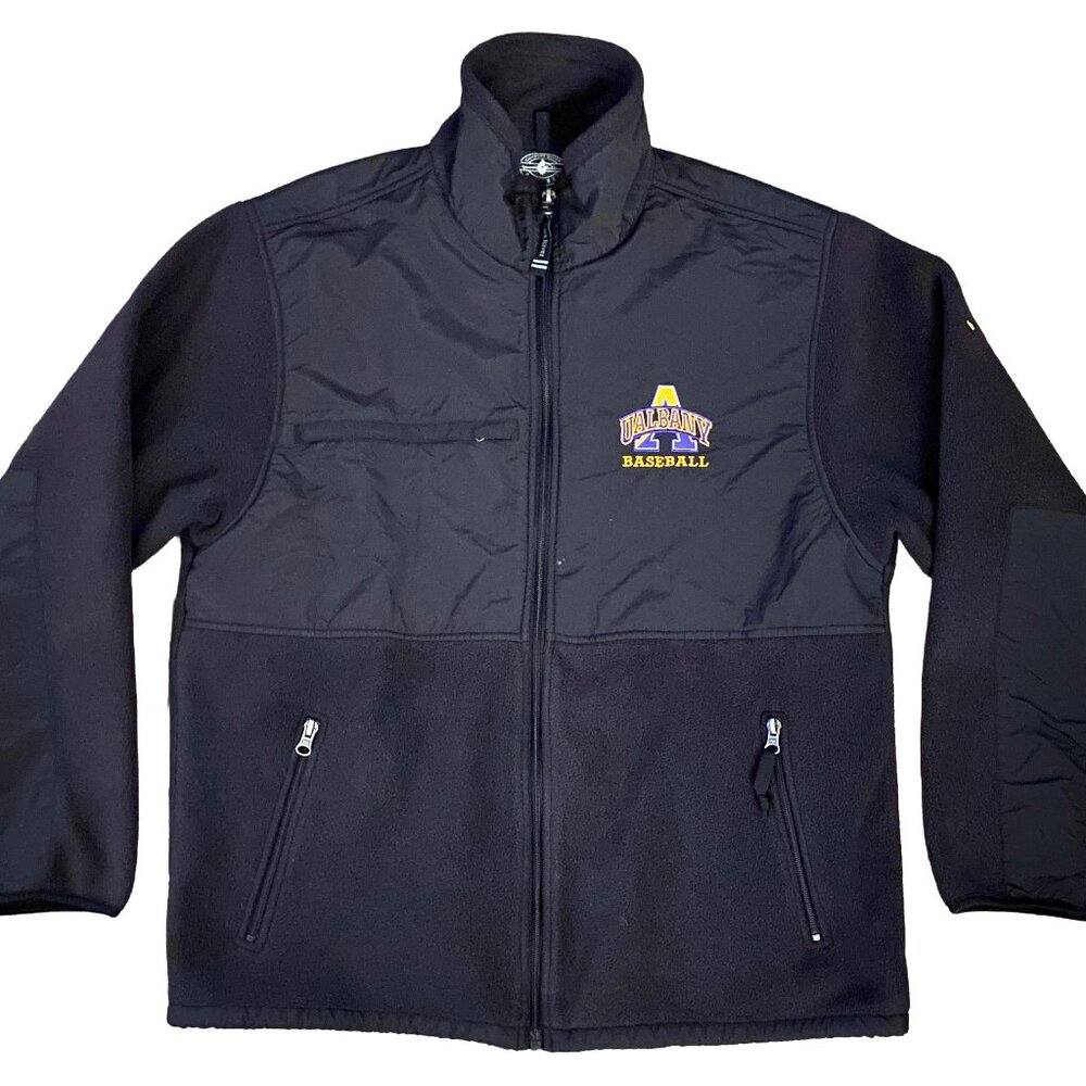 Charles River Apparel UAlbany Baseball Jacket Men’s Medium Black Full Zip Fleece
